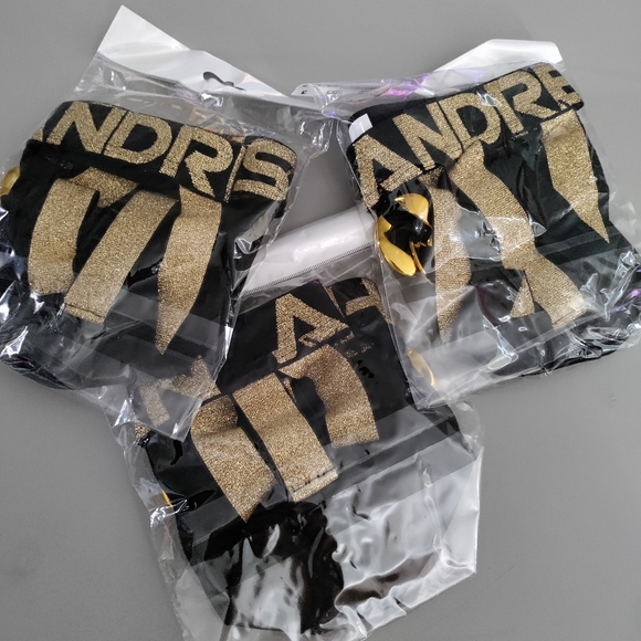 Andrew Christian jock Small Chains of Love latex look black gold SML NWT - Picture 8 of 9